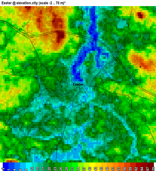 Exeter elevation map