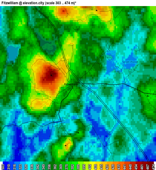 Fitzwilliam elevation map