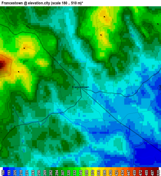 Francestown elevation map