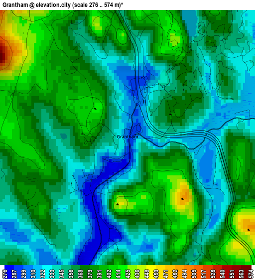 Grantham elevation map