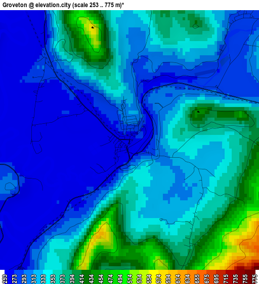 Groveton elevation map