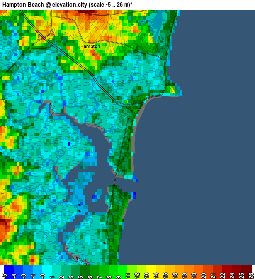 Hampton Beach elevation map