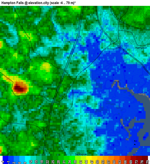 Hampton Falls elevation map