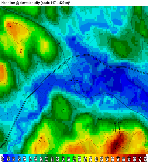 Henniker elevation map