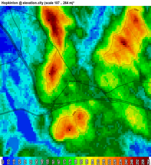 Hopkinton elevation map