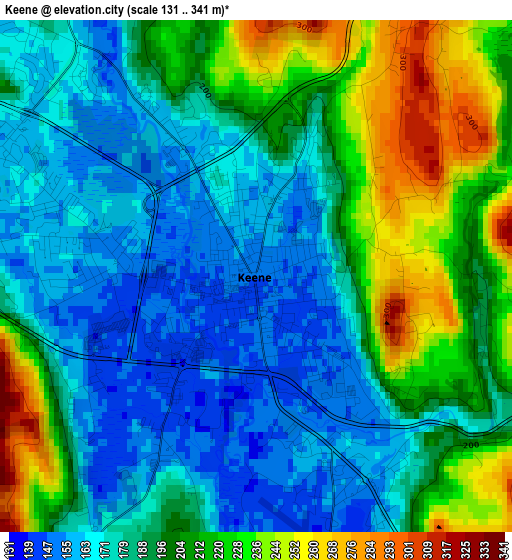 Keene elevation map