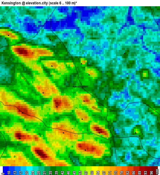 Kensington elevation map