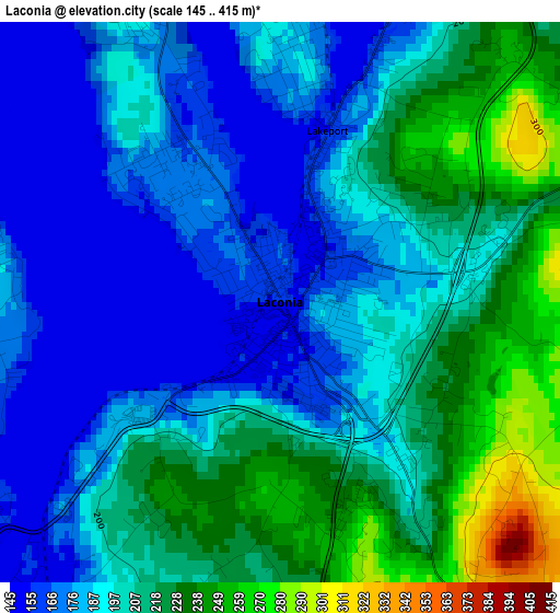 Laconia elevation map