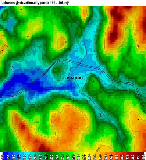 Lebanon elevation map