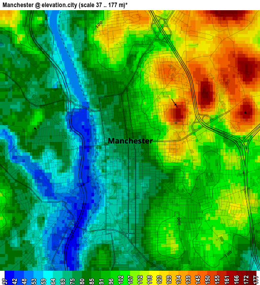 Manchester elevation map