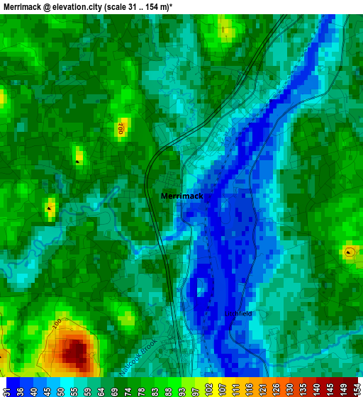 Merrimack elevation map