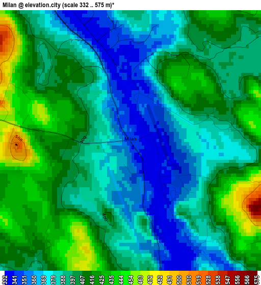 Milan elevation map