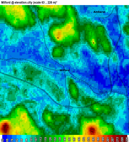 Milford elevation map