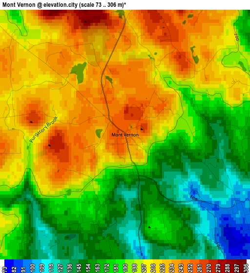 Mont Vernon elevation map