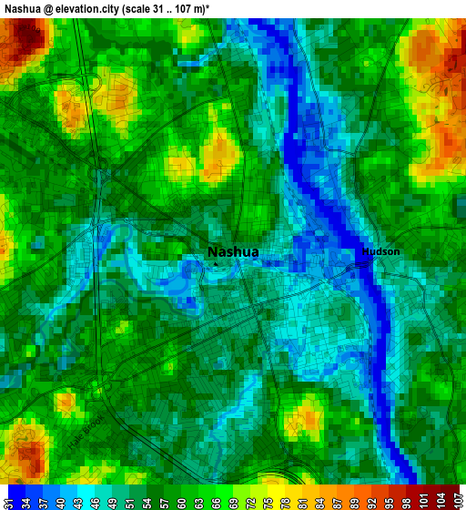 Nashua elevation map