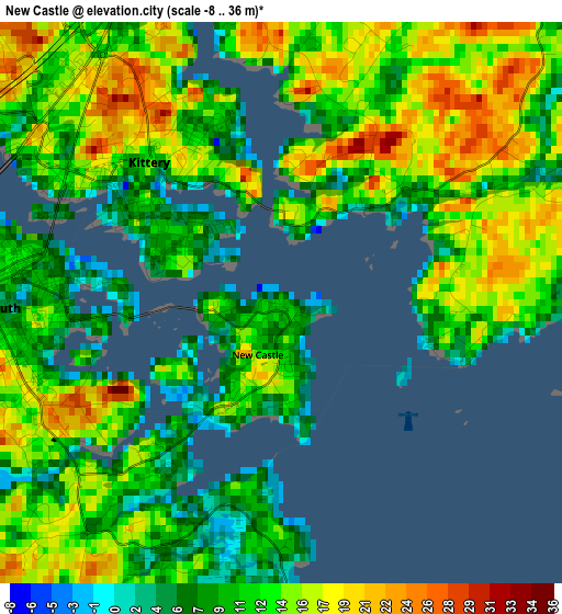 New Castle elevation map