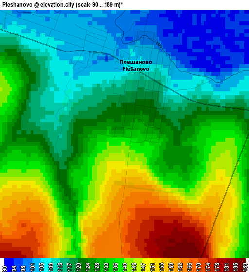 Pleshanovo elevation map