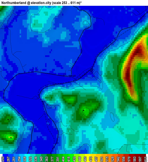 Northumberland elevation map