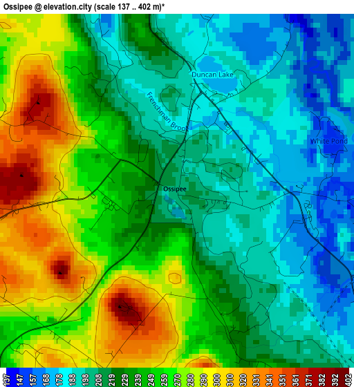 Ossipee elevation map