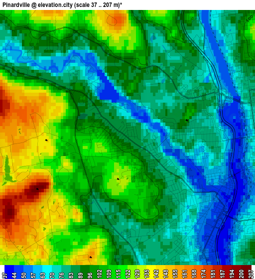 Pinardville elevation map