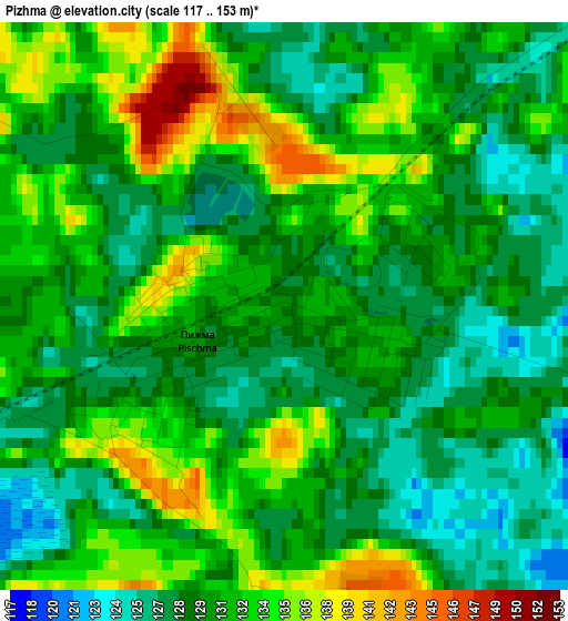 Pizhma elevation map