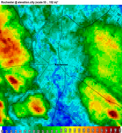 Rochester elevation map