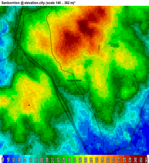 Sanbornton elevation map