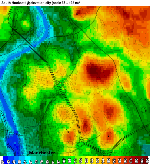 South Hooksett elevation map