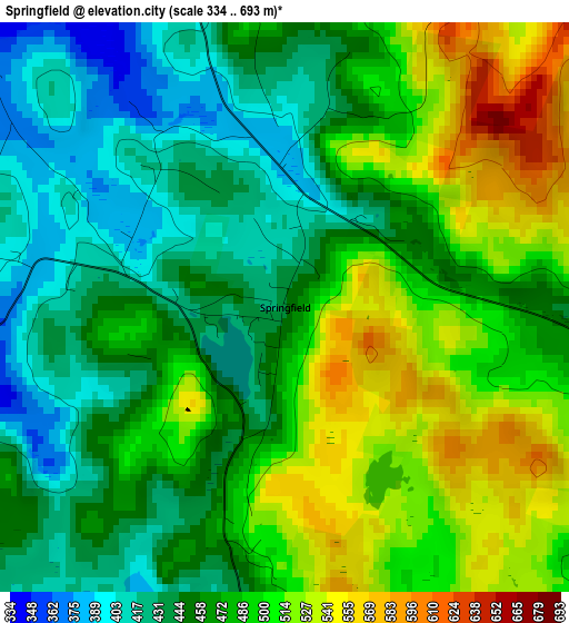 Springfield elevation map