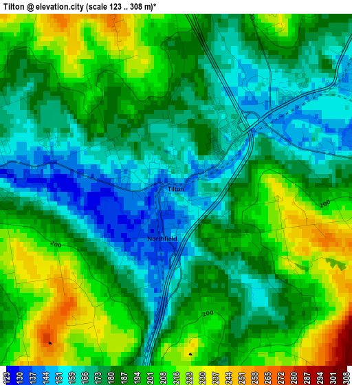 Tilton elevation map