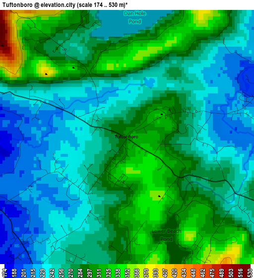 Tuftonboro elevation map