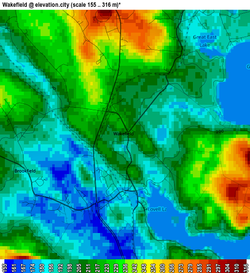 Wakefield elevation map