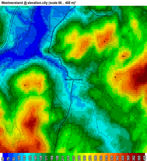 Westmoreland elevation map