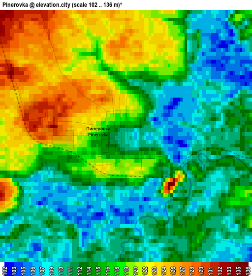 Pinerovka elevation map