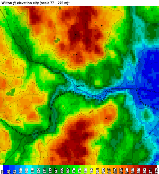 Wilton elevation map