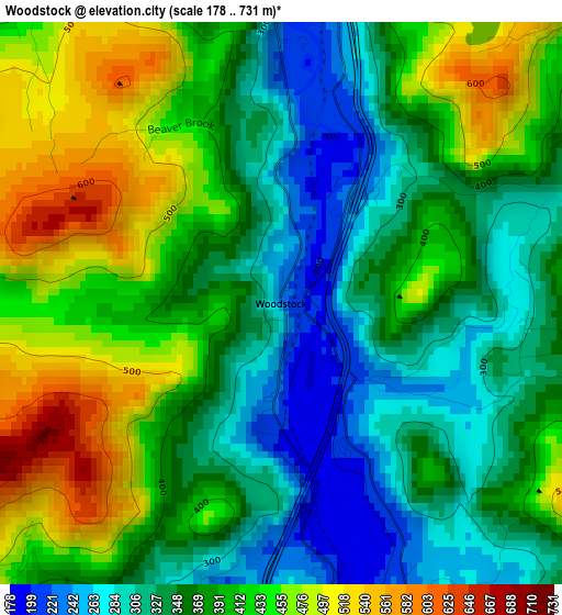 Woodstock elevation map