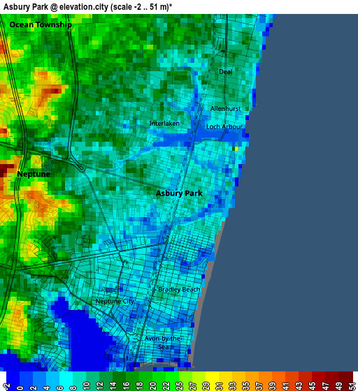 Asbury Park elevation map