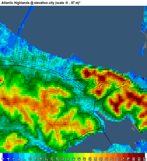 Atlantic Highlands elevation map