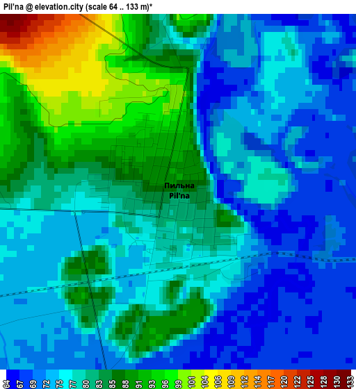 Pil’na elevation map