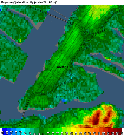 Bayonne elevation map