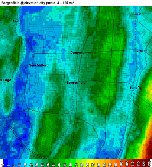 Bergenfield elevation map