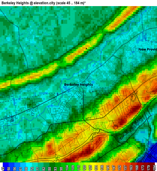 Berkeley Heights elevation map