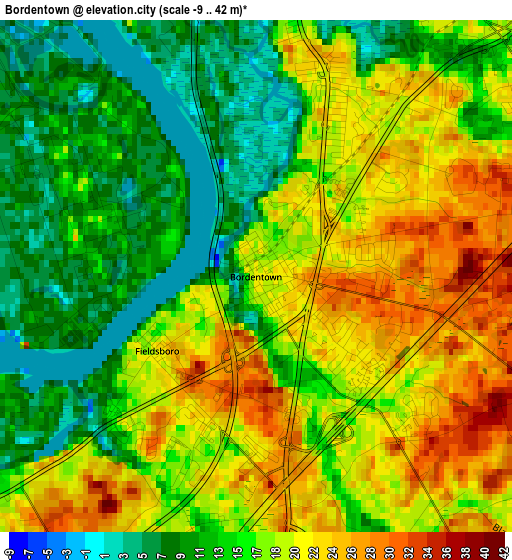 Bordentown elevation map