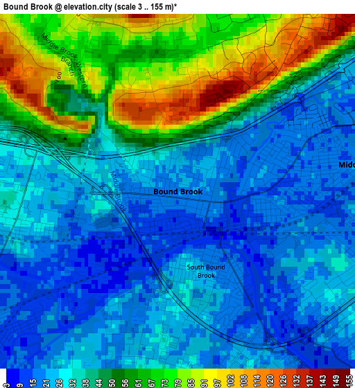 Bound Brook elevation map