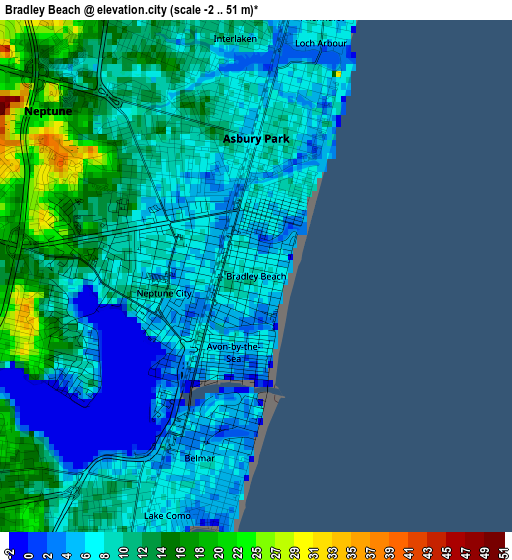 Bradley Beach elevation map