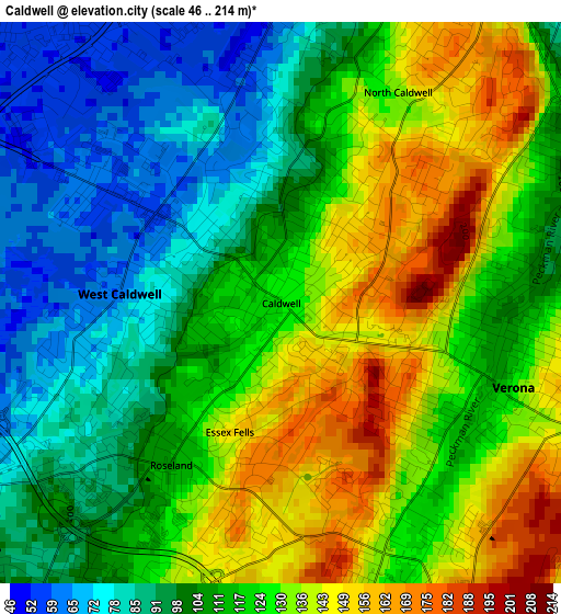 Caldwell elevation map