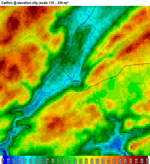 Califon elevation map