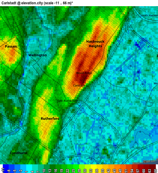 Carlstadt elevation map