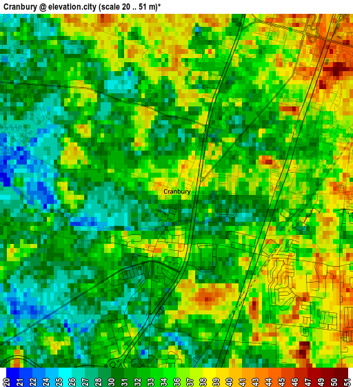 Cranbury elevation map