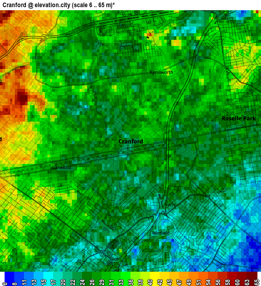 Cranford elevation map